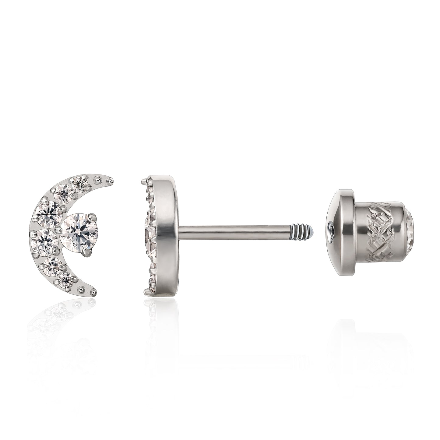 Limerencia Hypoallergenic G23 Implant Grade Titanium Screw Back Earrings Tragus 20G Helix F136 Piercing Post for Sensitive Ears Cartilage(sun moon)