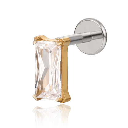 limerencia F136 Hypoallergener Titan 20g 6mm 8mm Flachrückenstecker | G23 Implantatgrad Press-Fit Gewindelose Ohrringe Push Pin Tragus Knorpel Helix Conch Nasen Monroe Piercing Schmuck (Rechteck 1 St.)