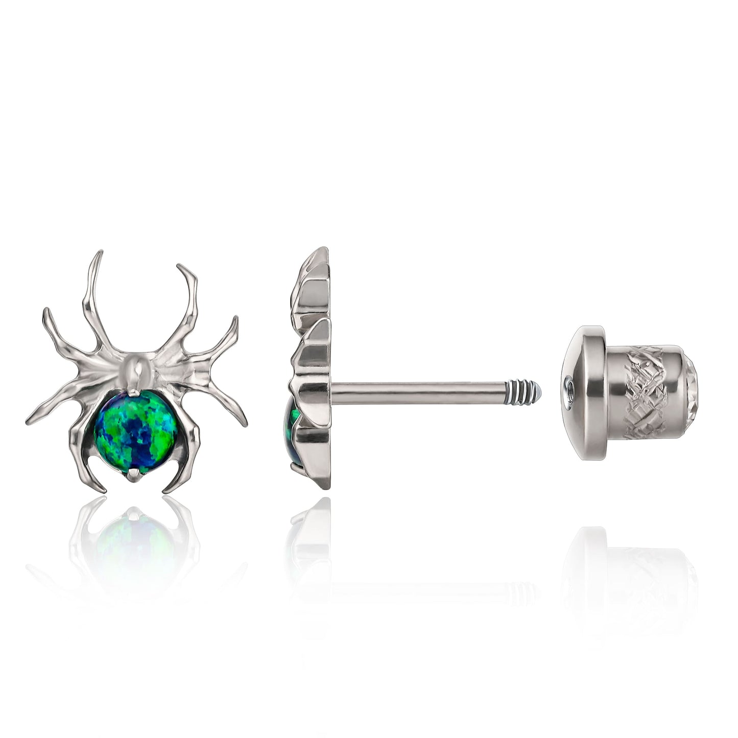 Limerencia Pendientes Hipoalergénicos de Titanio Grado Implante G23 con Cierre de Rosca Tragus 20G Helix Poste de Piercing F136 para Orejas Sensibles Cartílago (araña)