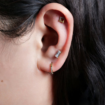 Orecchini a vite in titanio implantabile G23 ipoallergenici Limerencia, piercing quadrato 20G F136 per cartilagine, trago ed elica orecchio sensibile