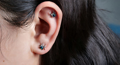 Limerencia Pendientes Hipoalergénicos de Titanio Grado Implante G23 con Cierre de Rosca Tragus 20G Helix Poste de Piercing F136 para Orejas Sensibles Cartílago (araña)