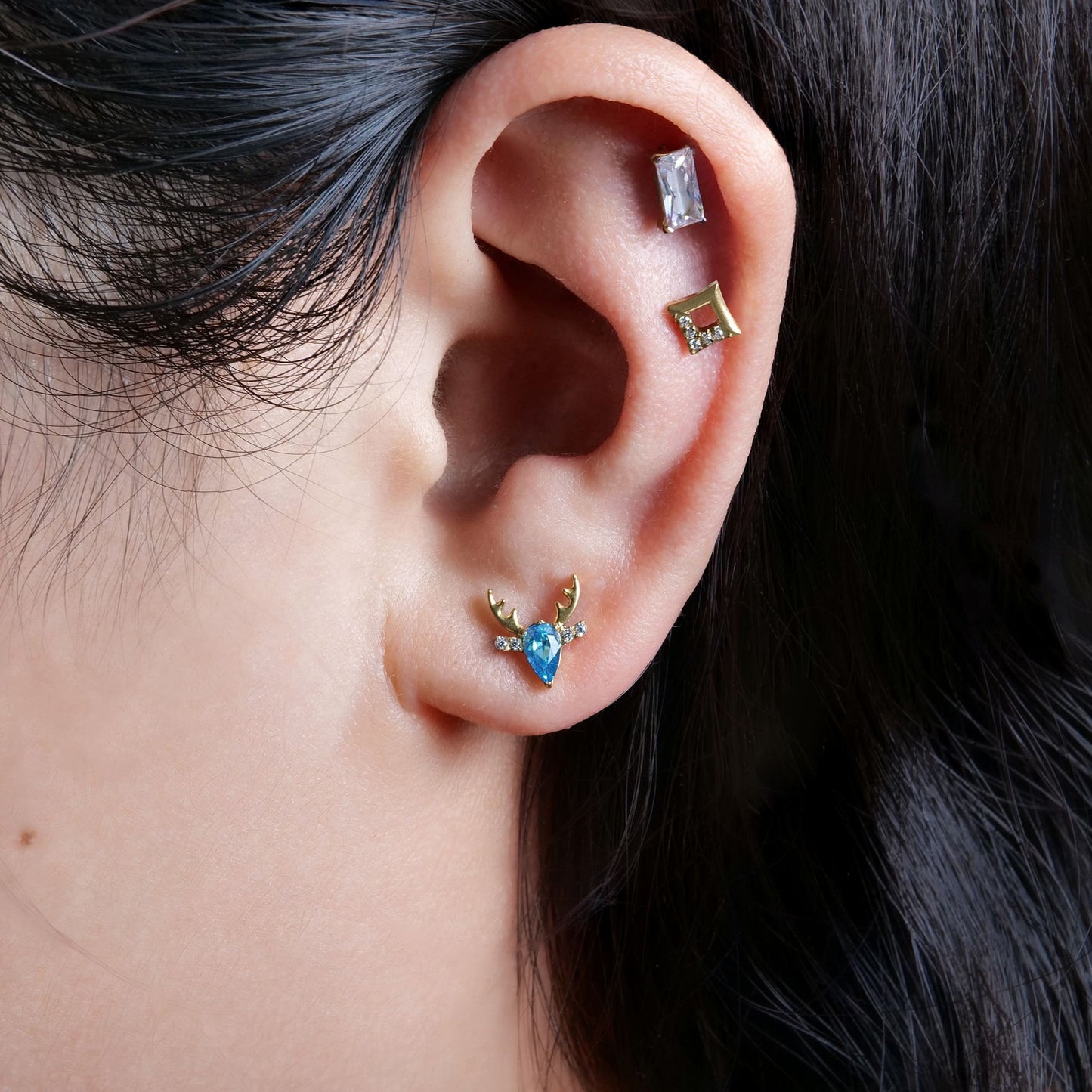 Limerencia Hypoallergene G23 Implantatqualität Titan Schraubverschluss Ohrringe Tragus 20G Helix F136 Piercingstecker für empfindliche Ohren Knorpel (Hirsch)
