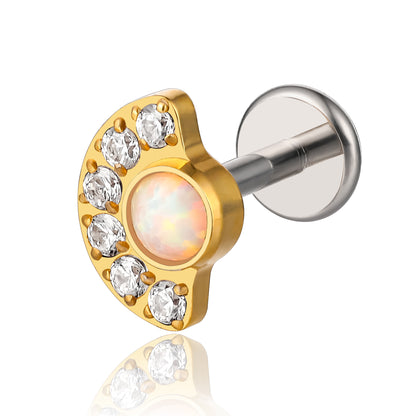 Limerencia F136 Titanio Hipoalergénico 20g 6mm 8mm Pendiente de Parte Trasera Plana | Aretes sin Rosca de Grado de Implante G23 de Ajuste a Presión para Trago Cartílago Hélice Caracola Nariz Monroe Medusa Joyería para Piercing (luna 1 pieza)