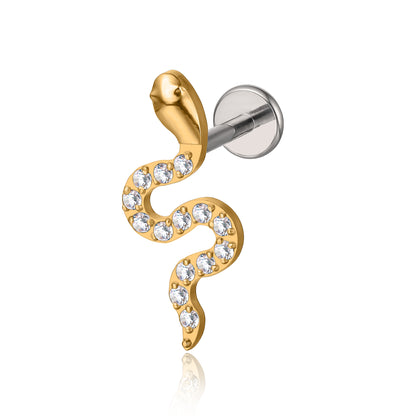 Limerencia Gioielli per piercing in titanio F136 grado implantare, orecchini a serpente retro piatto con filettatura interna 18G 6mm 8mm 10mm, adatti per cartilagine, trago, elice, conchiglia, naso e labbro (1 pezzo)