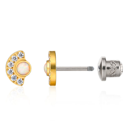 Limerencia Hypoallergene G23 Implantatqualität Titan Schraubverschluss Ohrringe Tragus 20G Helix F136 Piercingstecker für empfindliche Ohren Knorpel (Sonne Mond Gold)