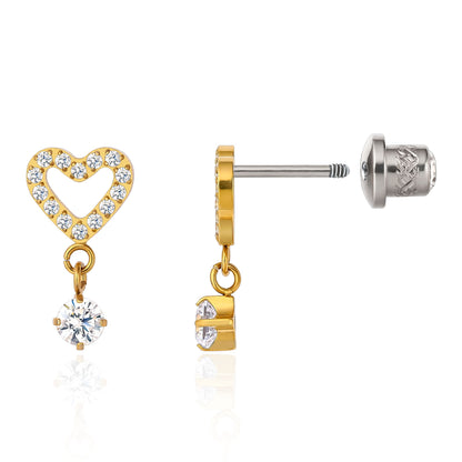 Limerencia Pendientes Hipoalergénicos de Titanio G23 de Grado Implante con Cierre de Rosca Tragus 20G Hélice F136 Poste de Piercing para Orejas Sensibles Cartílago (corazón)