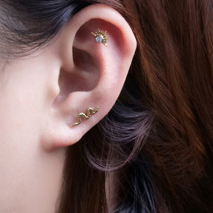 Limerencia Hypoallergene G23 Implantatqualität Titan Schraubverschluss Ohrringe Tragus 20G Helix F136 Piercingstecker für empfindliche Ohren Knorpel (Sonne)