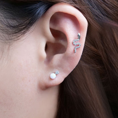 Pendientes Limerencia Hipoalergénicos de Titanio G23 de Grado Implante con Cierre de Rosca Tragus 20G Hélice F136 Piercing para Orejas Sensibles Cartílago (serpiente)