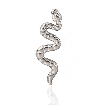 Limerencia Clou piercing motif serpent en titane F136 hypoallergénique grade implantable, dos plat à filetage interne calibre 18G 6mm/8mm/10mm, adapté pour cartilage, tragus, hélix, conque, nez et lèvre (1 pièce)