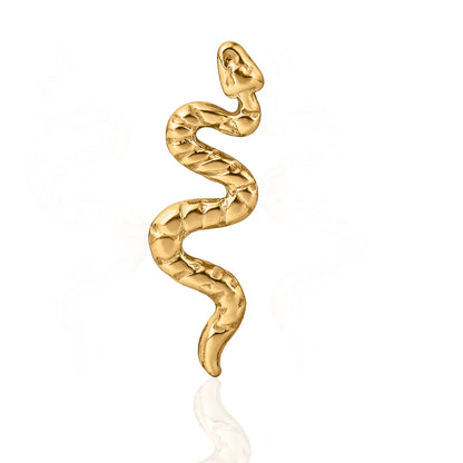 Limerencia Clou piercing motif serpent en titane F136 hypoallergénique grade implantable, dos plat à filetage interne calibre 18G 6mm/8mm/10mm, adapté pour cartilage, tragus, hélix, conque, nez et lèvre (1 pièce)