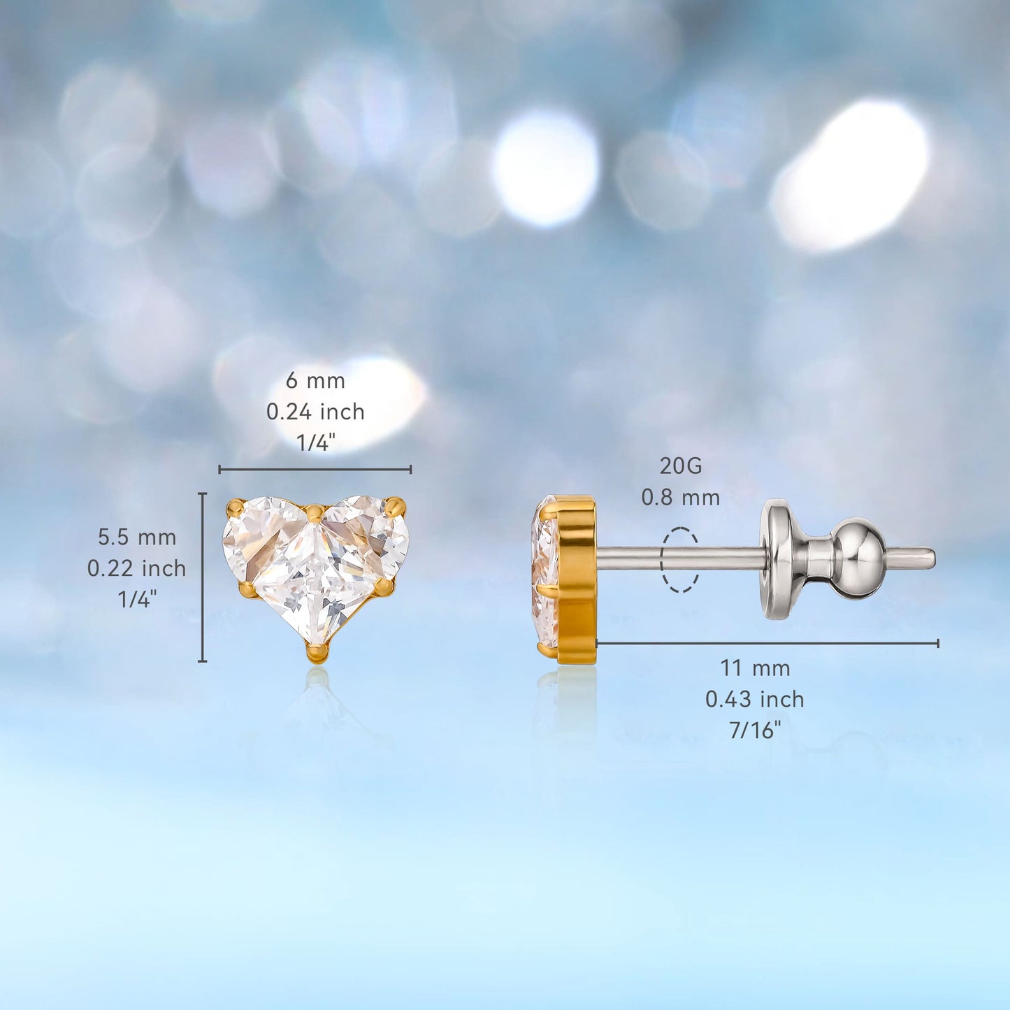 Orecchini Borchia in Titanio Puro G23 F136 Limerencia, Orecchini Piccoli Delicati con Zirconi Cubici Ipoallergenici Grado Chirurgico per Donne con Orecchie Sensibili