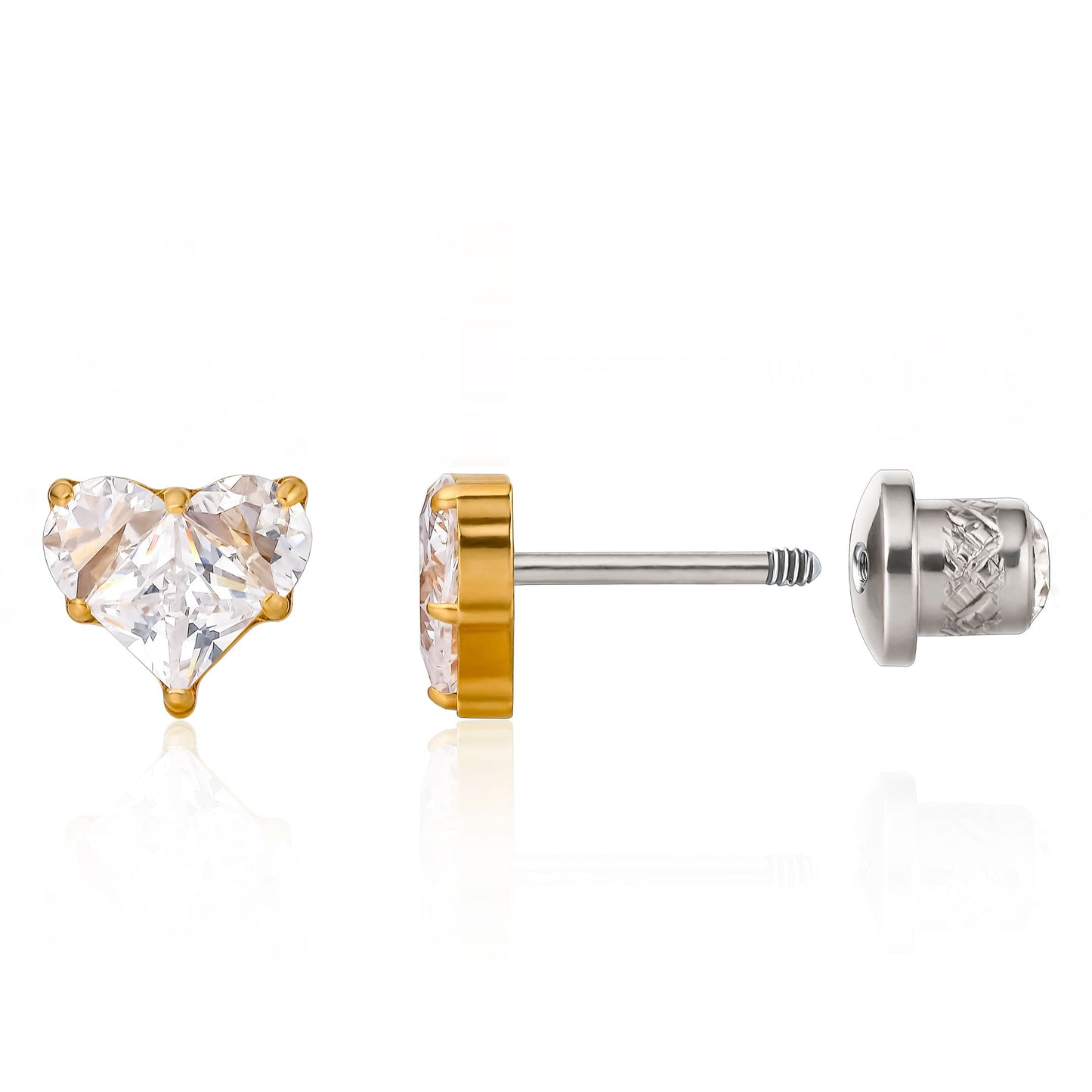 Orecchini a vite in titanio implantabile G23 Limerencia, piercing forma cuore 20G F136 ipoallergenico per orecchie sensibili cartilagine trago elica