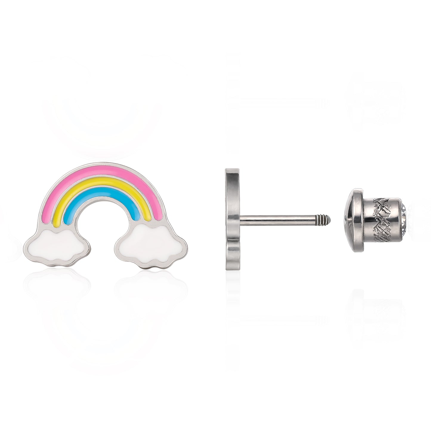 Limerencia Hypoallergenic G23 Implant Grade Titanium Screw Back Earrings Tragus 20G Helix F136 Piercing Post for Sensitive Ears Cartilage(rainbow)