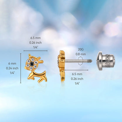 Orecchini a vite in titanio implantabile G23 Limerencia, piercing design cane animale 20G F136 ipoallergenico per orecchie sensibili cartilagine trago elica