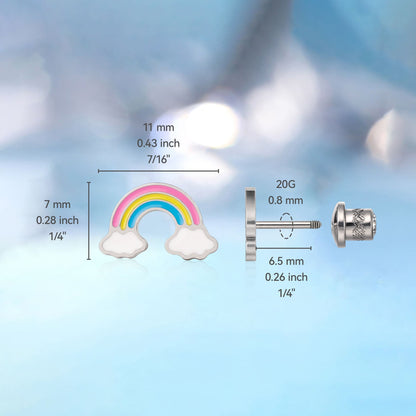 Orecchini a vite in titanio implantabile G23 Limerencia, piercing design arcobaleno 20G F136 ipoallergenico per orecchie sensibili cartilagine trago elica