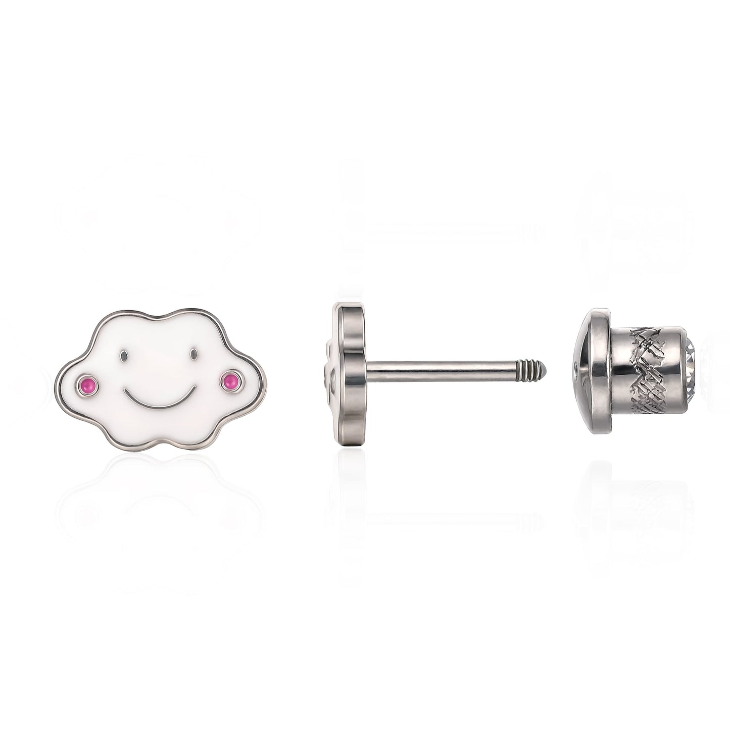 Orecchini a vite in titanio implantabile G23 Limerencia, piercing nuvola sorridente 20G F136 ipoallergenico per orecchie sensibili cartilagine trago elica