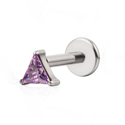 limerencia Hipoalergénico Titanio ASTM F136-18G 6mm 8mm 10mm Parte posterior plana Pendiente con rosca interna para perforación Trago Hélice Conch Cartílago Nariz Labio (triángulo 1 pieza)