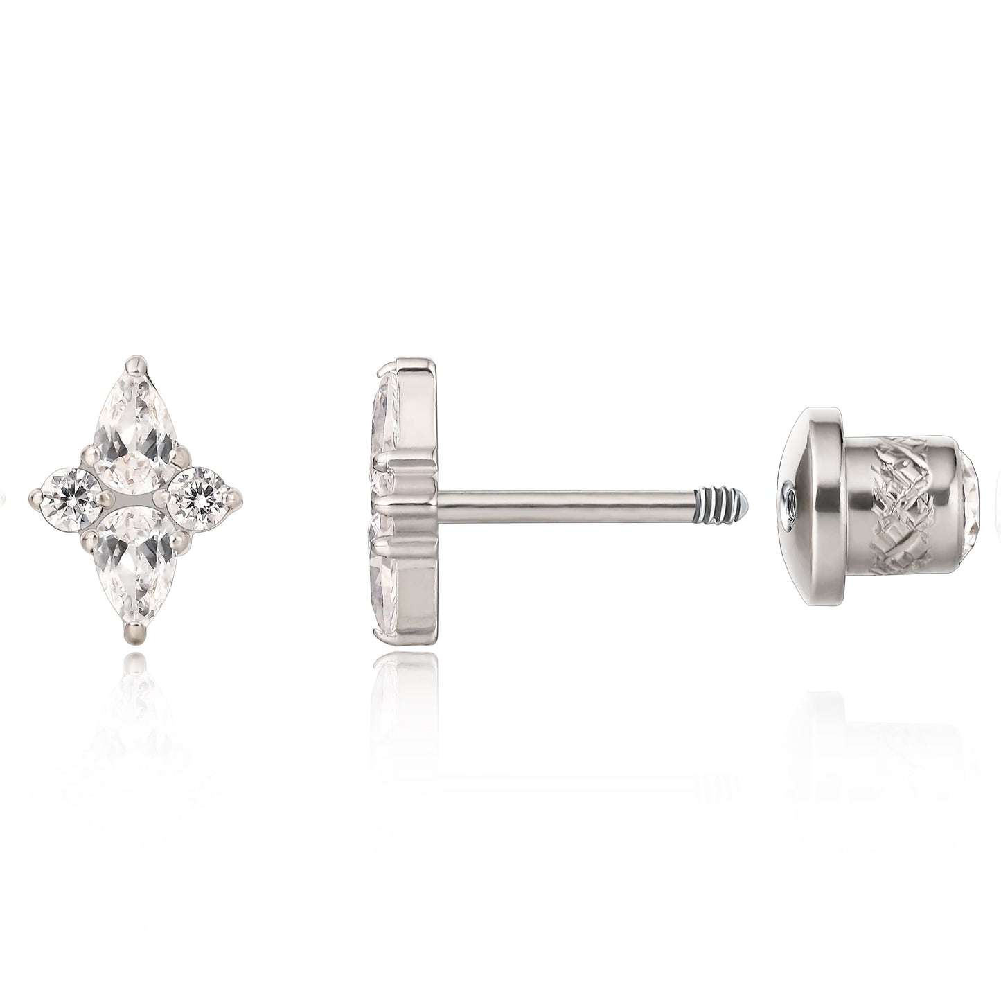 Pendientes de titanio G23 hipoalergénicos Limerencia con rosca posterior para trago, poste de piercing F136 calibre 20 para orejas sensibles, cartílago (cometa)