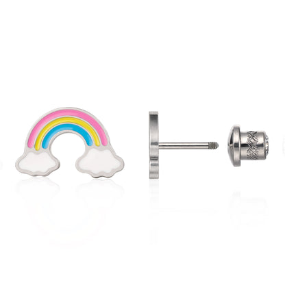 Limerencia Hypoallergene G23 Implantatqualität Titan Schraubverschluss Ohrringe Tragus 20G Helix F136 Piercingstecker für empfindliche Ohren Knorpel (Regenbogen)