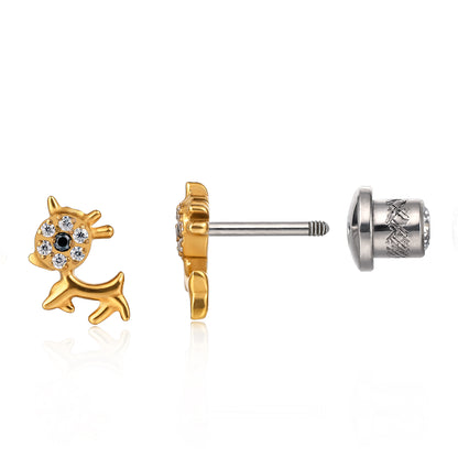 Orecchini a vite in titanio implantabile G23 Limerencia, piercing design cane animale 20G F136 ipoallergenico per orecchie sensibili cartilagine trago elica
