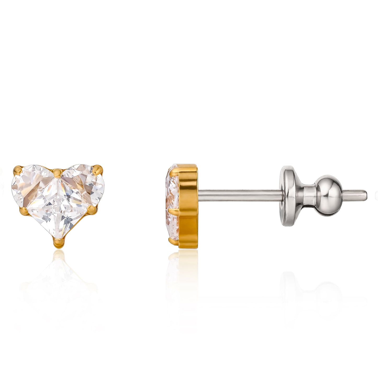 Orecchini Borchia in Titanio Puro G23 F136 Limerencia, Orecchini Piccoli Delicati con Zirconi Cubici Ipoallergenici Grado Chirurgico per Donne con Orecchie Sensibili