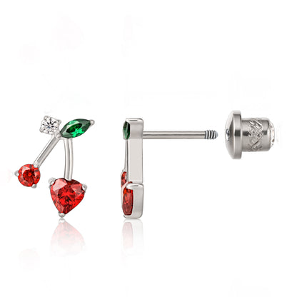 Limerencia Hypoallergene G23 Implantatqualität Titan Schraubverschluss Ohrringe Tragus 20G Helix F136 Piercingstecker für empfindliche Ohren Knorpel (rote Kirsche)