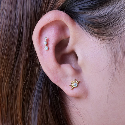 Limerencia Hypoallergene G23 Implantatqualität Titan Schraubverschluss Ohrringe Tragus 20G Helix F136 Piercingstecker für empfindliche Ohren Knorpel (Sonne)