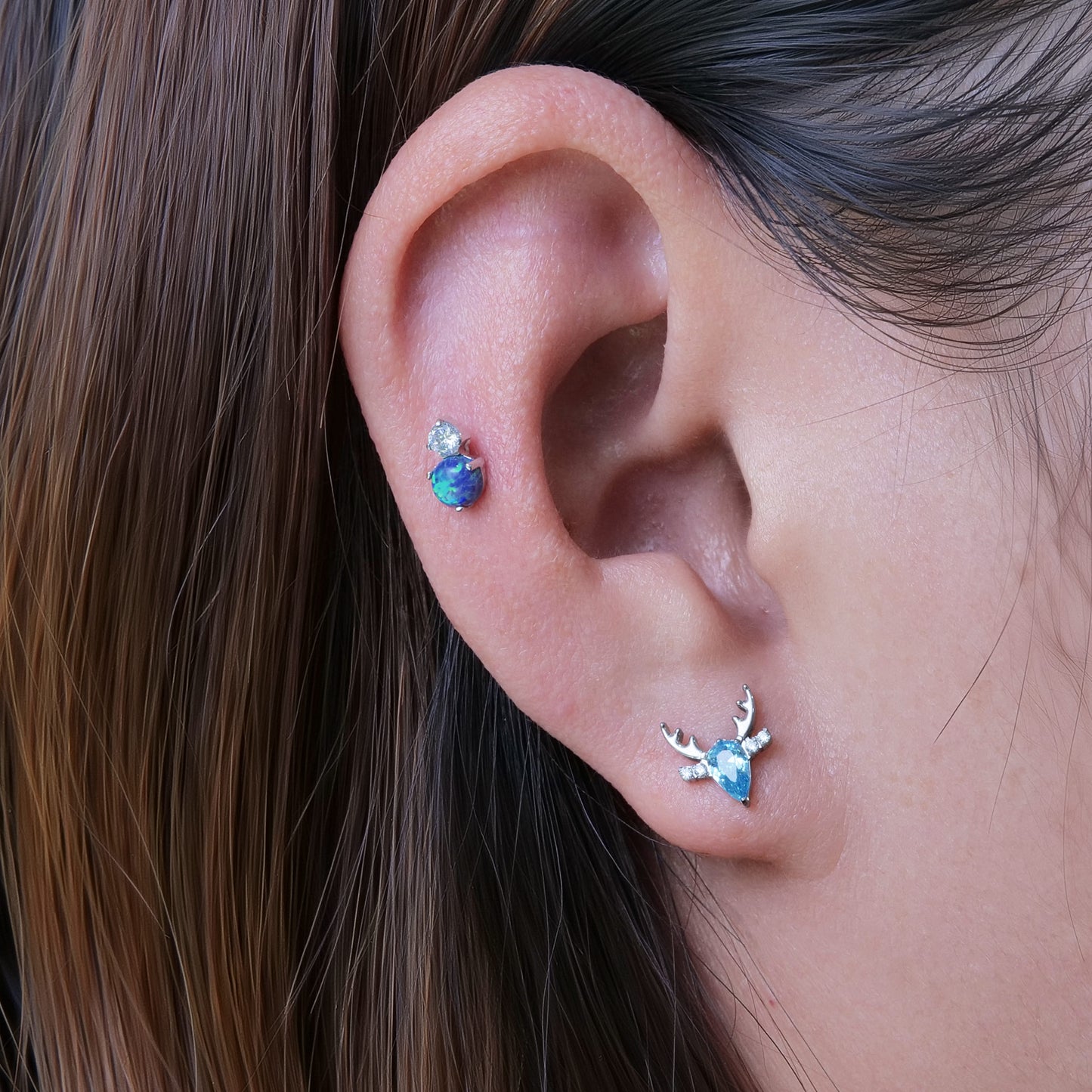 Limerencia Hypoallergene G23 Implantatqualität Titan Schraubverschluss Ohrringe Tragus 20G Helix F136 Piercingstecker für empfindliche Ohren Knorpel (Hirsch)