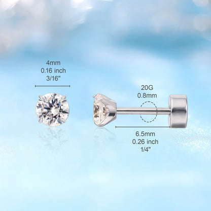 limerencia Hypoallergener G23 Implantat-Titan Ohrstecker mit Schraubverschluss Tragus 20G Helix F136 Piercing-Stift für empfindliche Ohren Knorpel (2mm)