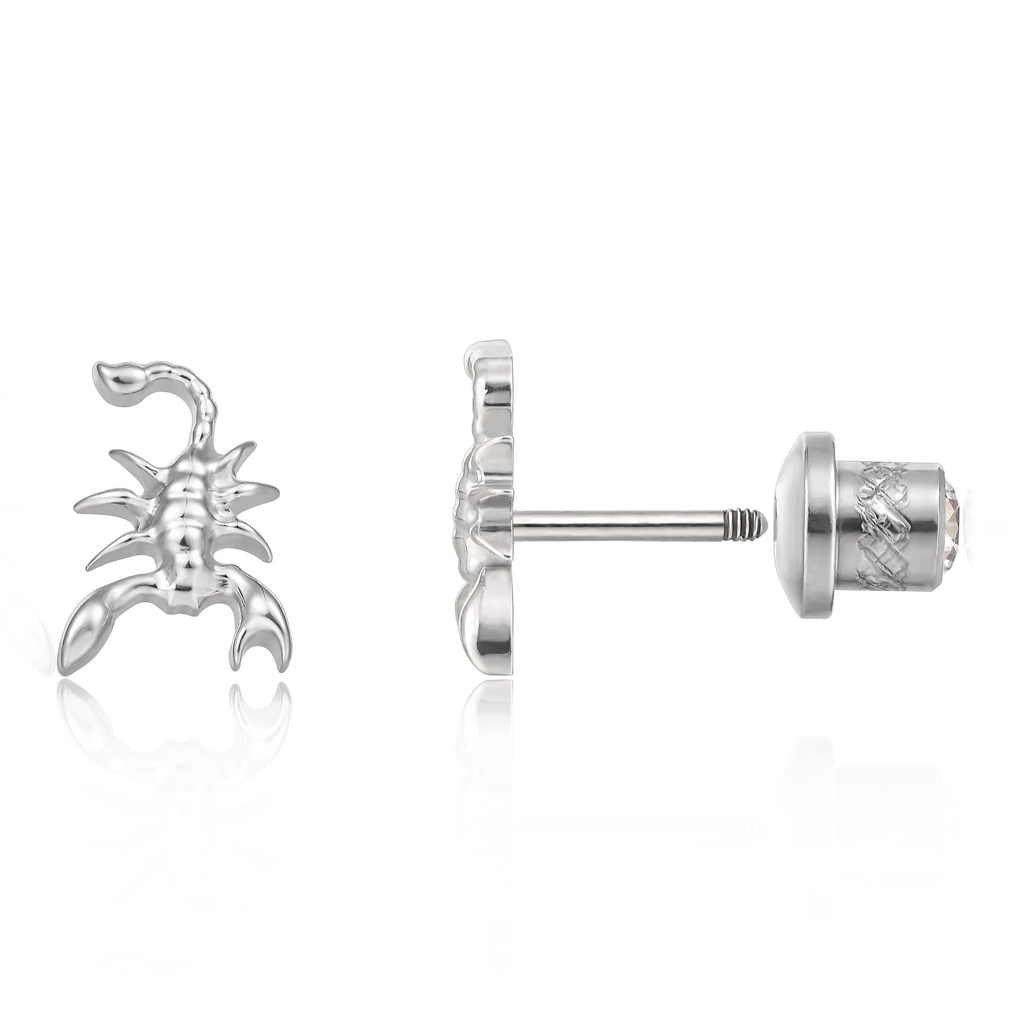 Limerencia Pendientes Hipoalergénicos de Titanio G23 de Grado Implante con Cierre de Rosca para Tragus 20G Hélice Poste de Piercing F136 para Orejas Sensibles Cartílago (escorpio)
