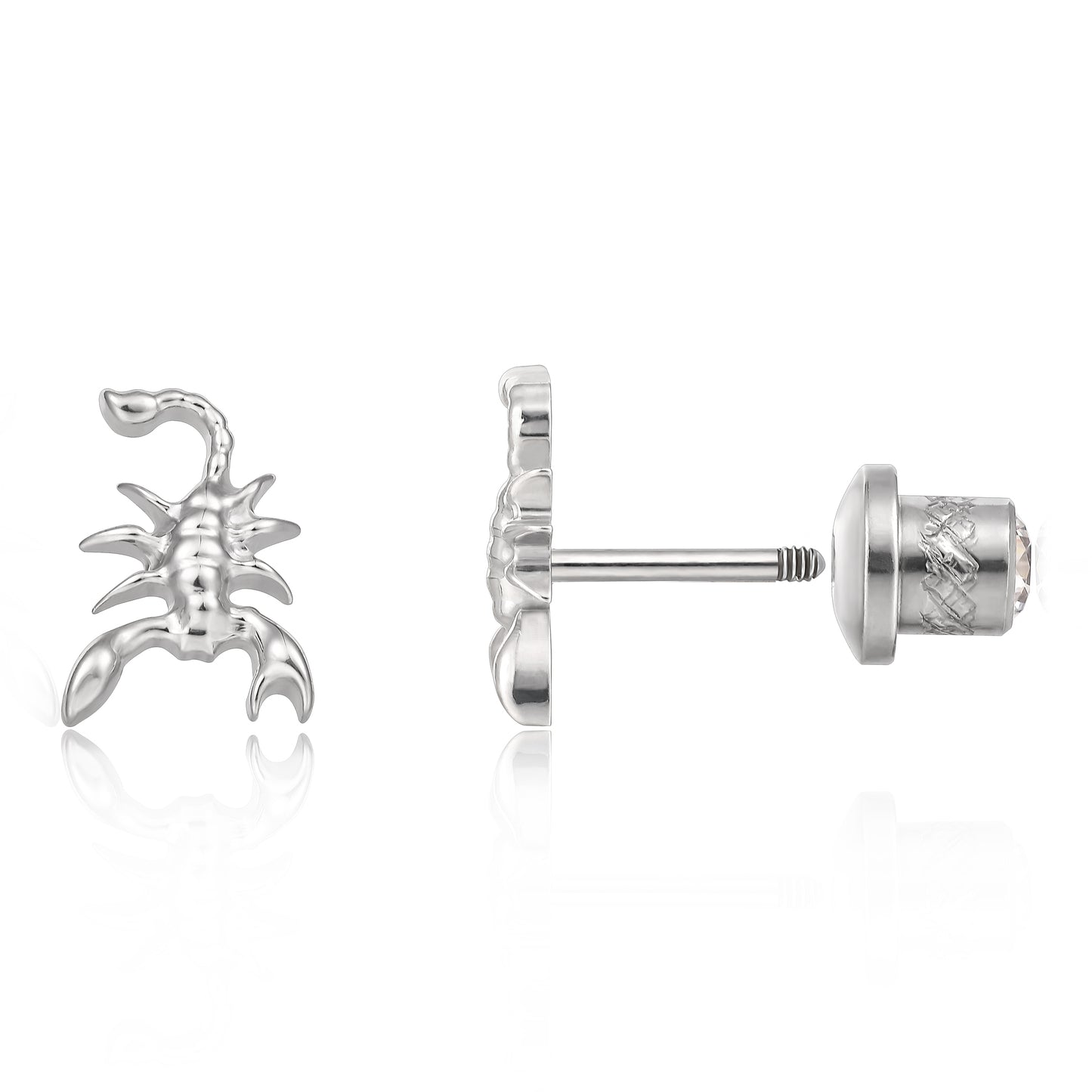 Limerencia Hypoallergenic G23 Implant Grade Titanium Screw Back Earrings Tragus 20G Helix F136 Piercing Post for Sensitive Ears Cartilage (scorpio)