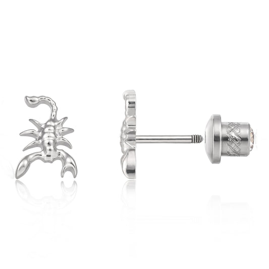 Limerencia Hypoallergenic G23 Implant Grade Titanium Screw Back Earrings Tragus 20G Helix F136 Piercing Post for Sensitive Ears Cartilage (scorpio)