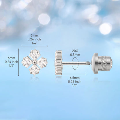 Orecchini a vite in titanio implantabile G23 Limerencia, piercing 20G F136 ipoallergenici per orecchie sensibili, cartilagine, trago ed elica (modello P2)