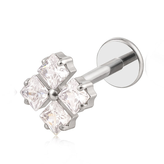 Limerencia Orecchini a Perno Retro Piatto in Titanio F136 Ipoallergenico 20G 6mm 8mm, Gioielli Piercing Senza Filettatura a Inserimento Rapido Grado Implantare G23 per Trago, Cartilagine, Helix, Conchiglia, Monroe, Medusa e Labret (1 Pezzo)