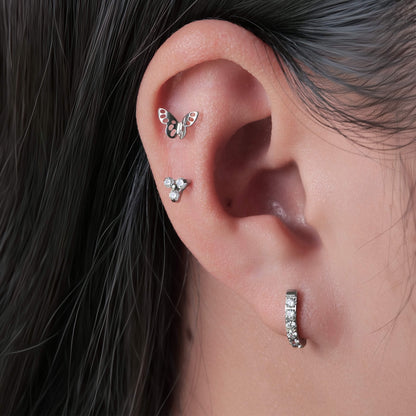 Pendientes aro huggie de titanio puro hipoalergénico Limerencia, pendientes puño pequeños en forma de U de titanio grado implantable F136 ligeros para mujer con oídos sensibles