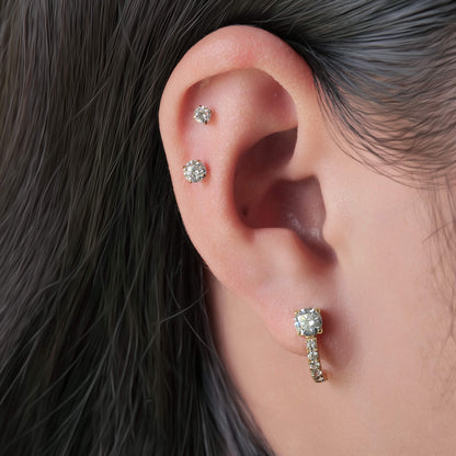 Orecchini huggie zircone con perno in titanio puro F136 ipoallergenico Limerencia | Piccoli orecchini cerchio per donna e uomo | Orecchini a perno leggeri alla moda per orecchie sensibili