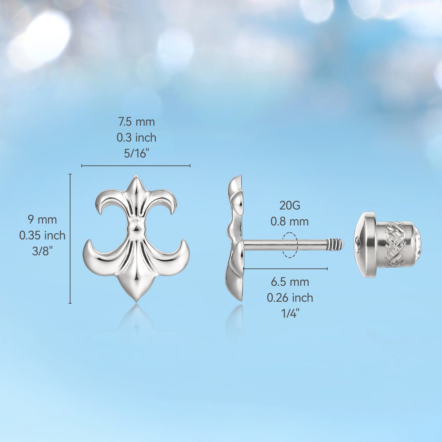 Limerencia Hypoallergenic G23 Implant Grade Titanium Screw Back Earrings Tragus 20G Helix F136 Piercing Post for Sensitive Ears Cartilage (O2)