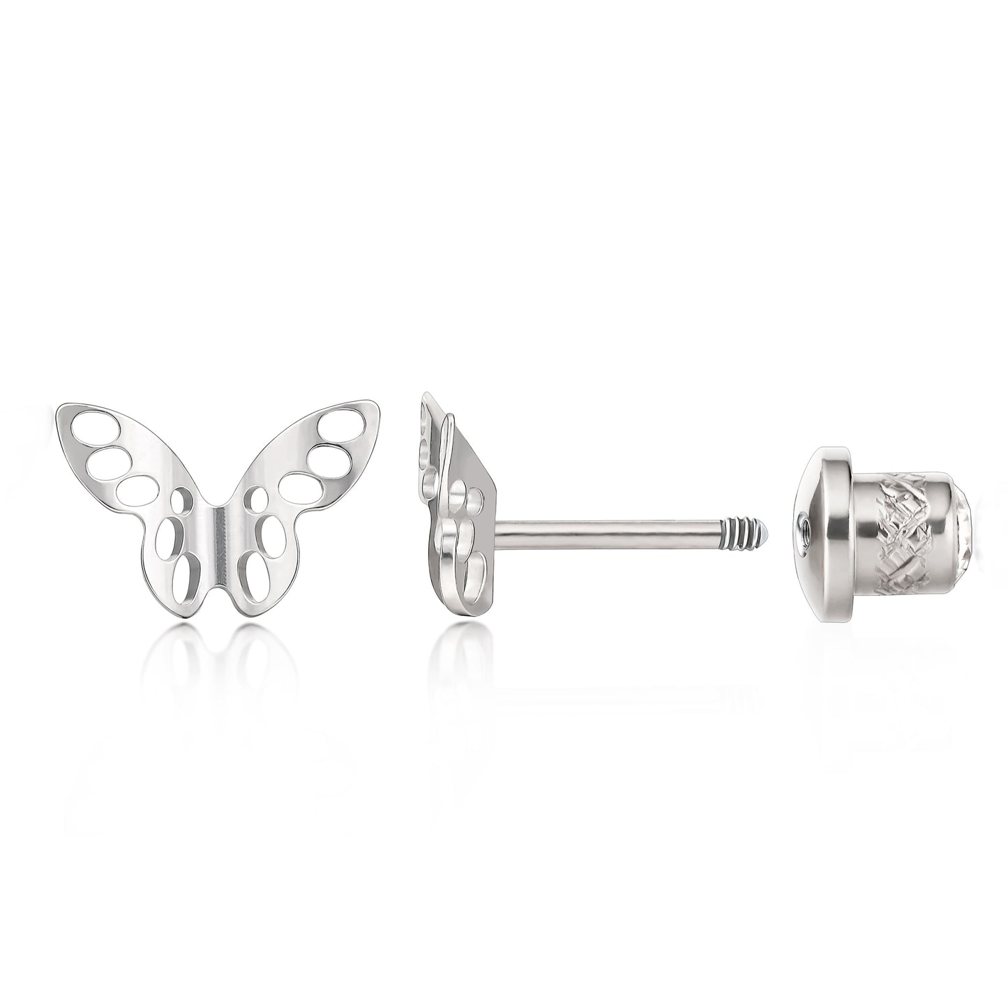 limerencia Hypoallergenic Titanium F136 Screw In Flat Back Earrings Implant Grade G23 Tragus Helix Cartilage 20G Piercing for Women's Sensitive Ears (Q1)