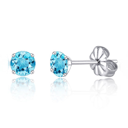 Aretes de Titanio G23 Hipoalergénicos, Titanio Puro F136 Grado Implante, Adecuados para Orejas Sensibles con Cristales de Piedras de Nacimiento y Diamantes Similares de Zirconia Cúbica (6 mm, Aguamarina)
