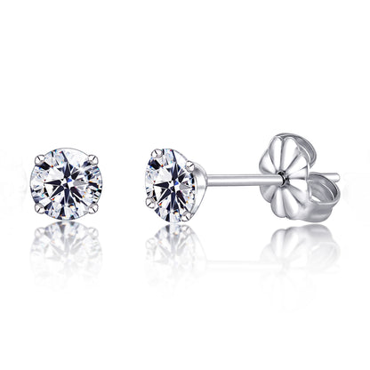 Aretes hipoalergénicos de titanio G23, titanio puro F136 de grado implante, adecuados para orejas sensibles con cristales de piedras de nacimiento y diamantes simulados de circonita cúbica (6 mm, gemas blancas)