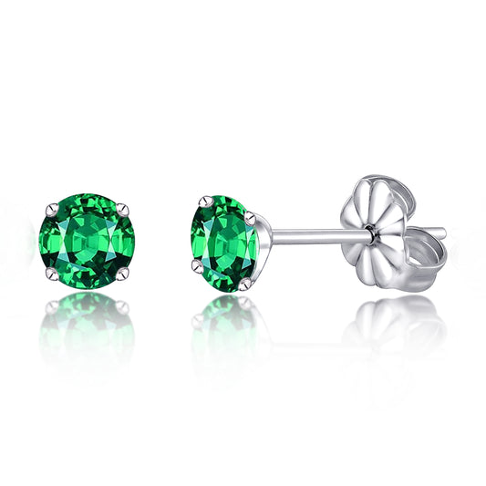 Hypoallergenic G23 Titanium Earrings, F136 Pure Titanium Implant Grade, Suitable for Sensitive Ears with Birthstone Crystals CZ Simulated Diamonds (6mm, Green)