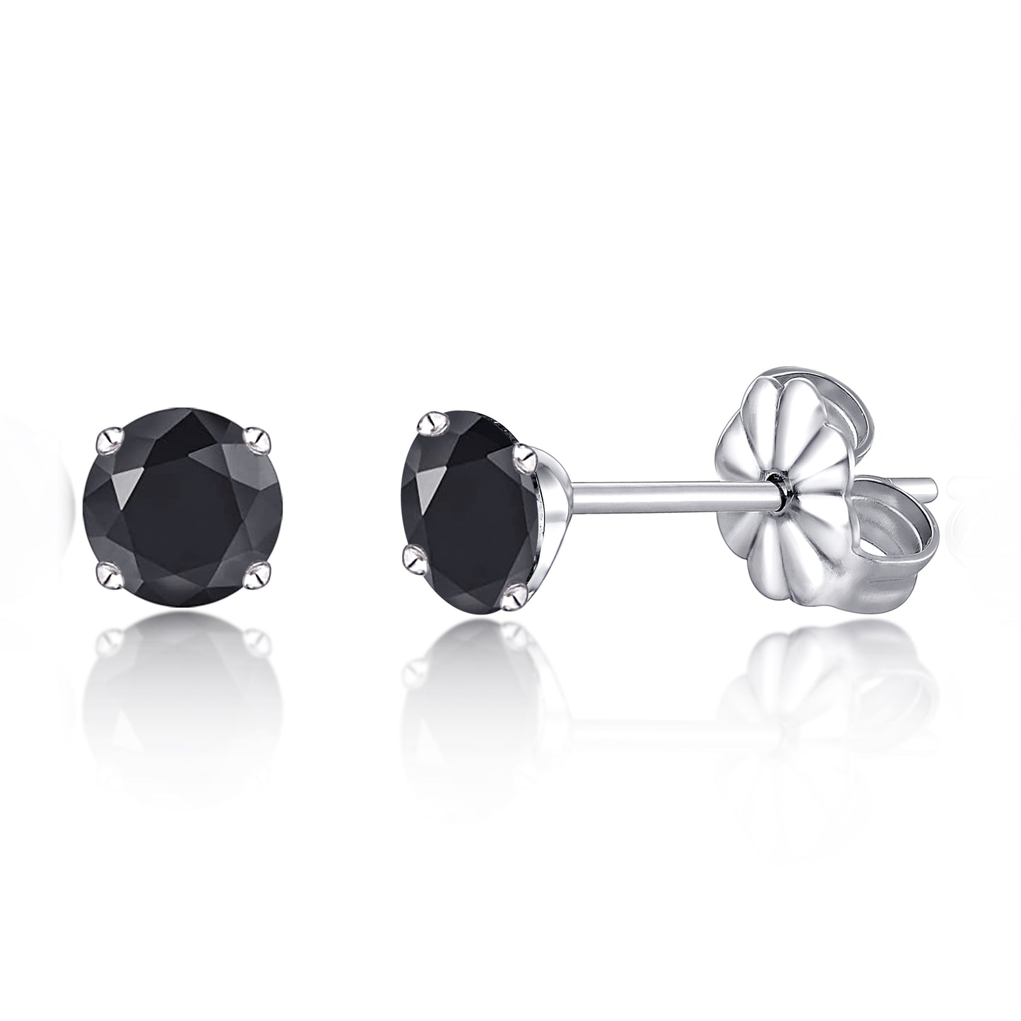 Hypoallergenic G23 Titanium Earrings, F136 Pure Titanium Implant Grade, Suitable for Sensitive Ears with Birthstone Crystals CZ Simulated Diamonds (6mm, Black CZ)