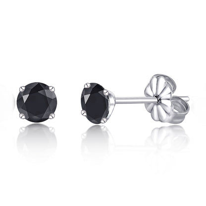 Pendientes Hipoalergénicos de Titanio G23, Titanio Puro Grado Implante F136, Adecuados para Orejas Sensibles con Cristales de Piedras de Nacimiento y Circonitas Cúbicas Simuladas (6mm, Circonita Negra)