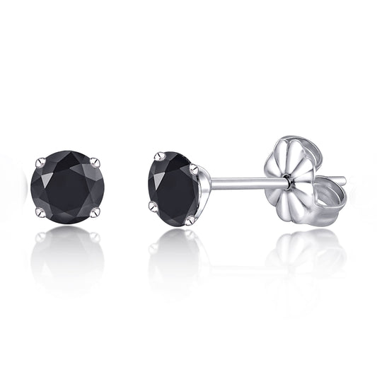 Pendientes Hipoalergénicos de Titanio G23, Titanio Puro Grado Implante F136, Adecuados para Orejas Sensibles con Cristales de Piedras de Nacimiento y Circonitas Cúbicas Simuladas (6mm, Circonita Negra)