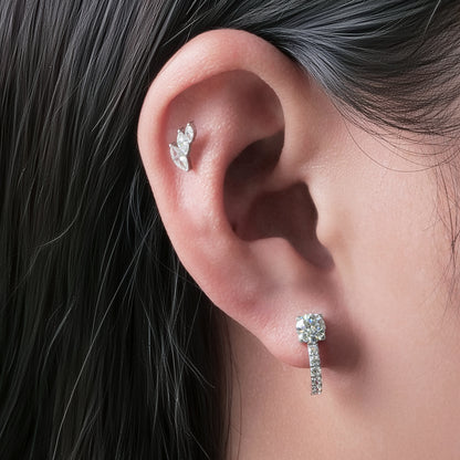 Limerencia Coppia Orecchini Piercing In Titanio ASTM F136 Senza Filettatura A Inserimento Rapido, Retro Piatto Ipoallergenico 20G 6mm 8mm Con Zirconi Cubici G23 Per Cartilagine, Helix E Trago