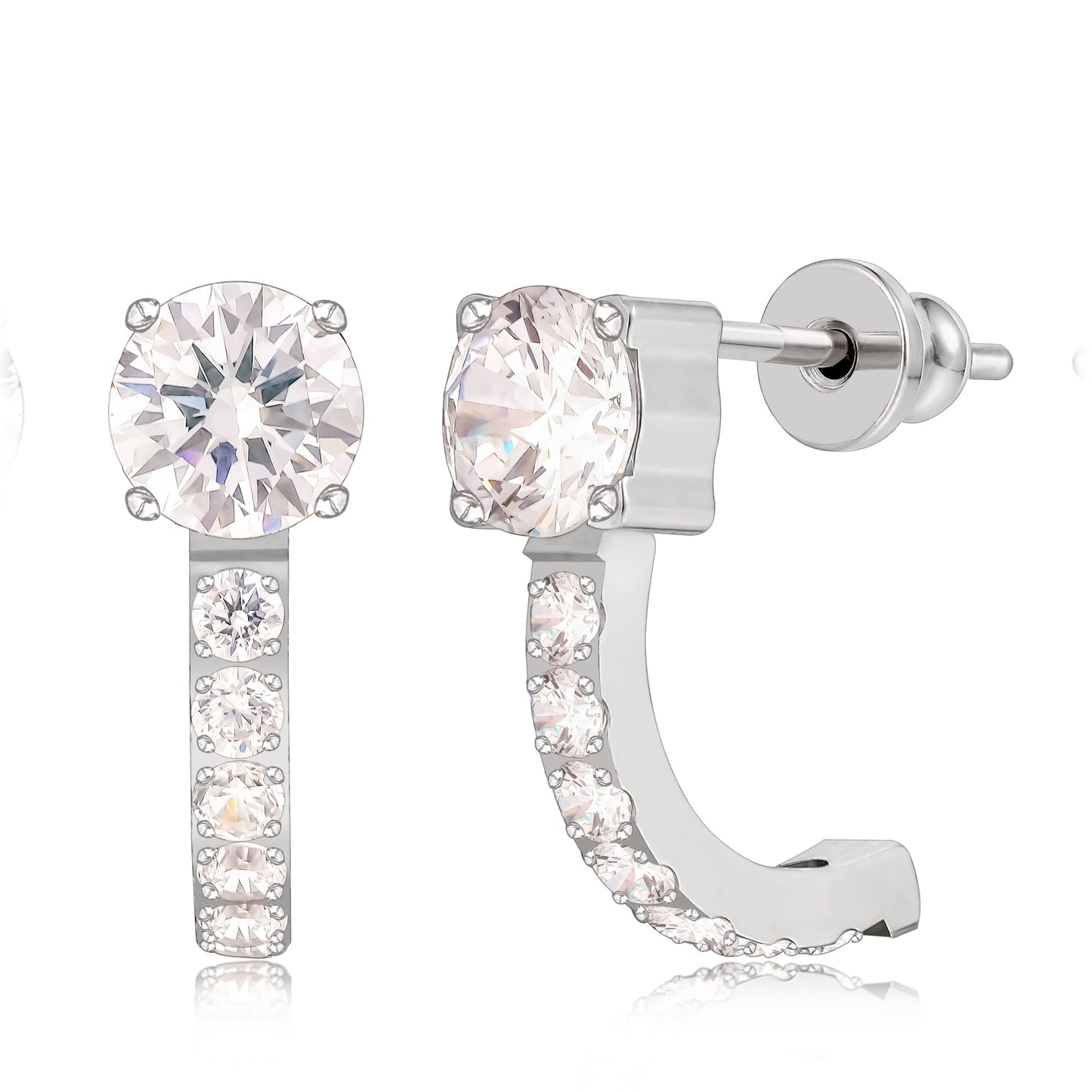 Limerencia Hypoallergenic Titanium F136 Implant Grade Small Hoops | Huggie Earrings, Cubic Zirconia Cuff Earrings Lightweight for Women (Silver)