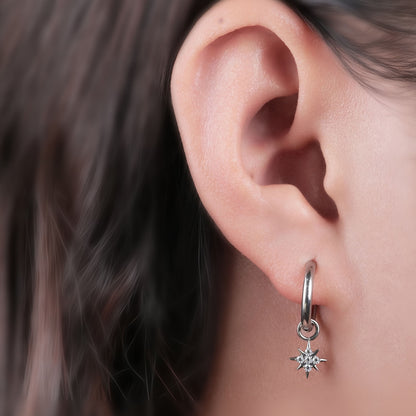 Orecchini huggie pendenti leggeri in titanio puro ipoallergenico Limerencia femminili, design barra verticale, croce, luna e fulmine, orecchini delicati con zircone a stella