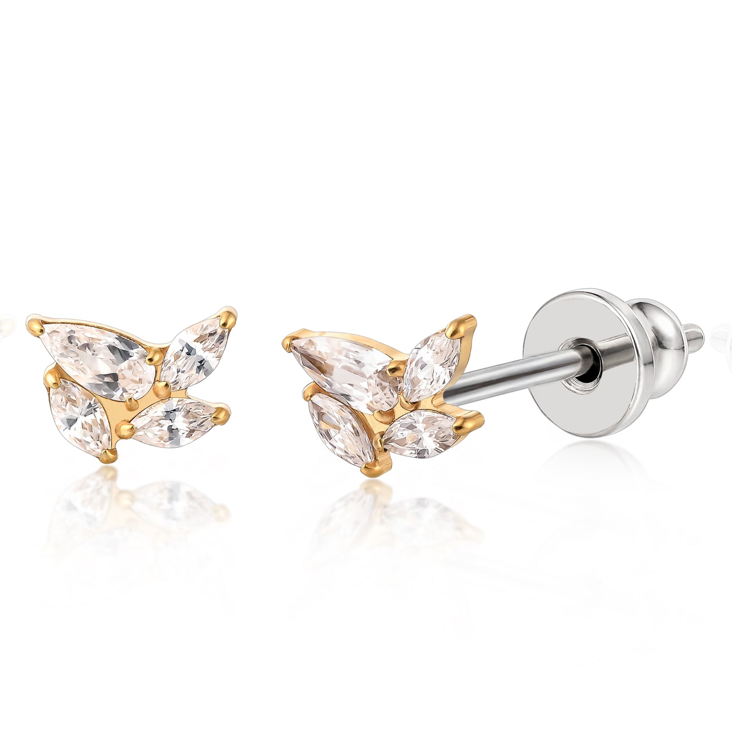 Limerencia F136 Pure Titanium Hypoallergenic Implant Grade Studs, G23 Small Dainty Cubic Zirconia Earrings for Women's Sensitive Ears (Windmill CZ)