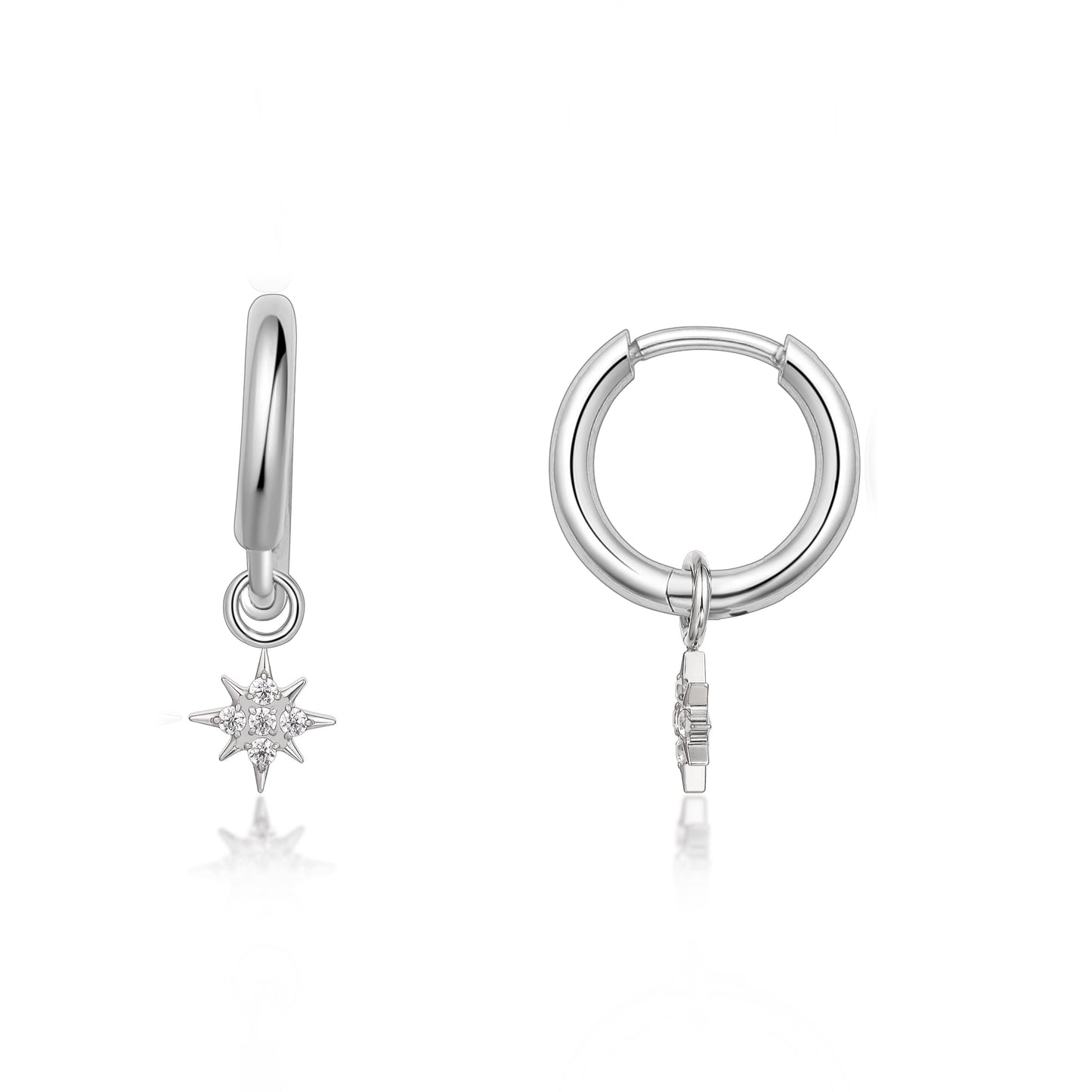 Orecchini huggie pendenti leggeri in titanio puro ipoallergenico Limerencia femminili, design barra verticale, croce, luna e fulmine, orecchini delicati con zircone a stella