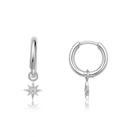 Orecchini huggie pendenti leggeri in titanio puro ipoallergenico Limerencia femminili, design barra verticale, croce, luna e fulmine, orecchini delicati con zircone a stella
